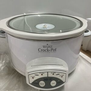 RIVAL White 2001 Crock Pot Smart Pot Slow Cooker 5 QT round Model 3060W EUC